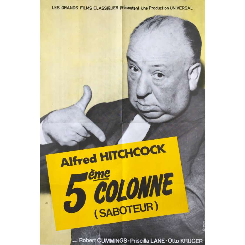 CINQUIEME COLONNE Affiche de film  - 60x80 cm. - R1970 - Robert Cummings, Alfred Hitchcock