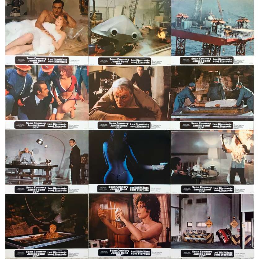 DIAMONDS ARE FOREVER Original Lobby Cards x12 - Set B - 9x12 in. - 1971 - James Bond, Sean Connery