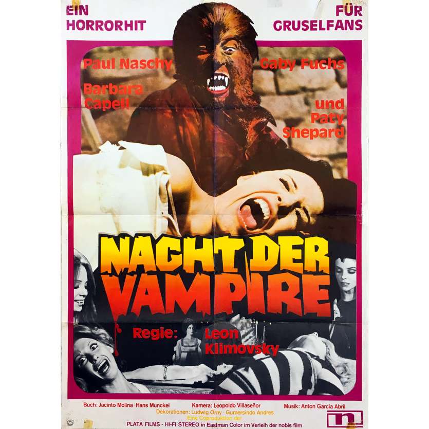 LA FURIE DES VAMPIRES Affiche de film - 59x84 cm. - 1971 - Paul Naschy, Leon Klimovsky