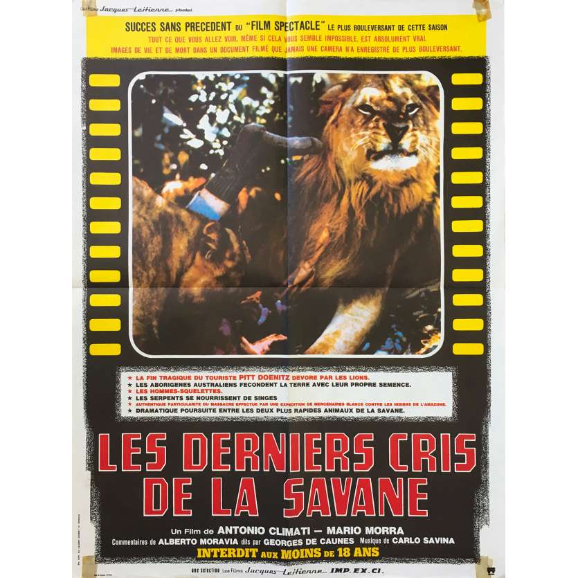 LES DERNIERS CRIS DE LA SAVANE Affiche de film - 60x80 cm. - 1975 - Giuseppe Rinaldi, Antonio Climati