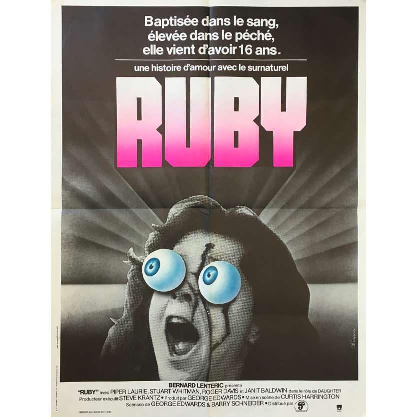 RUBY Original Movie Poster - 23x32 in. - 1977 - Curtis Harrington, Piper Laurie