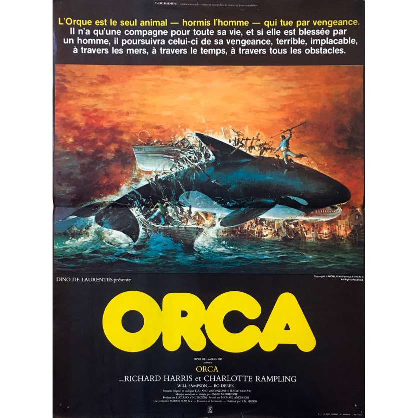 ORCA Original Movie Poster - 15x21 in. - 1977 - Michael Anderson, Richard Harris