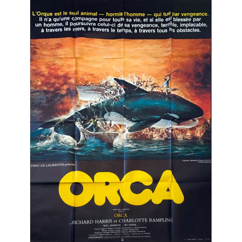 ORCA Original Movie Poster  - 47x63 in. - 1977 - Michael Anderson, Richard Harris