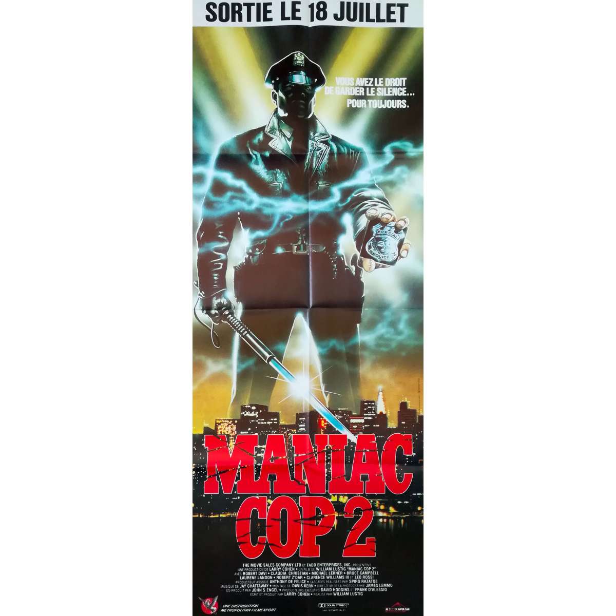MANIAC COP 2 Movie Poster 23x63 in.