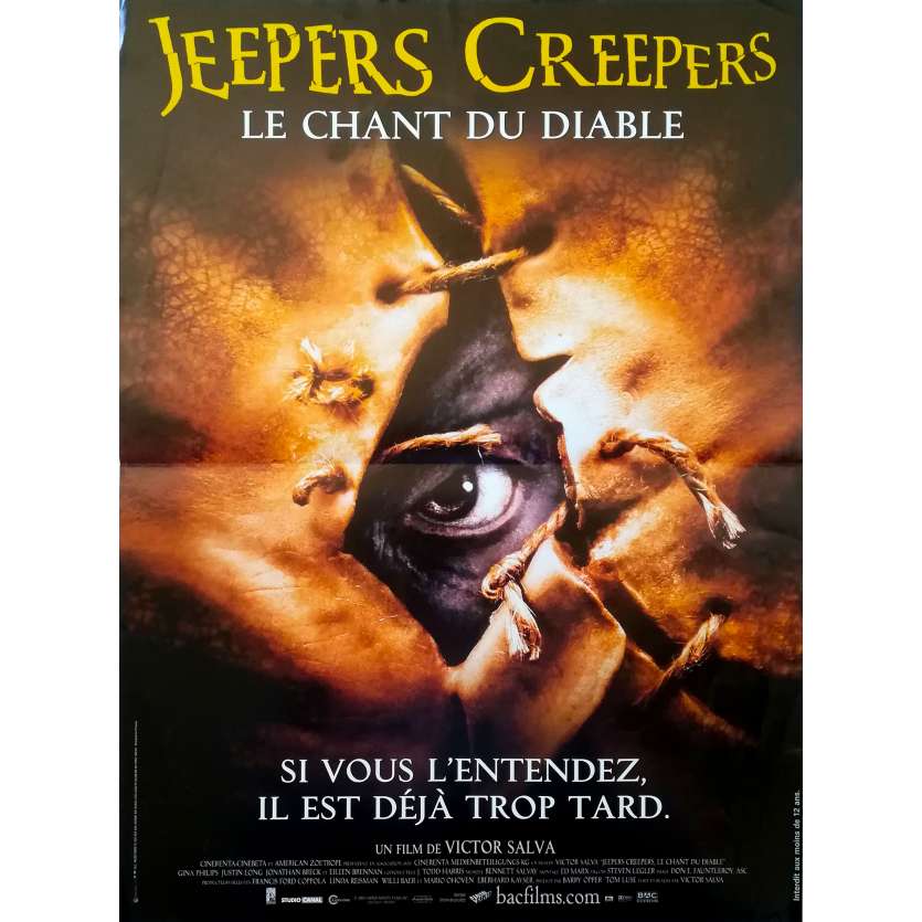 JEEPERS CREEPERS Original Movie Poster  - 15x21 in. - 2001 - Victor Salva, Gina Philips