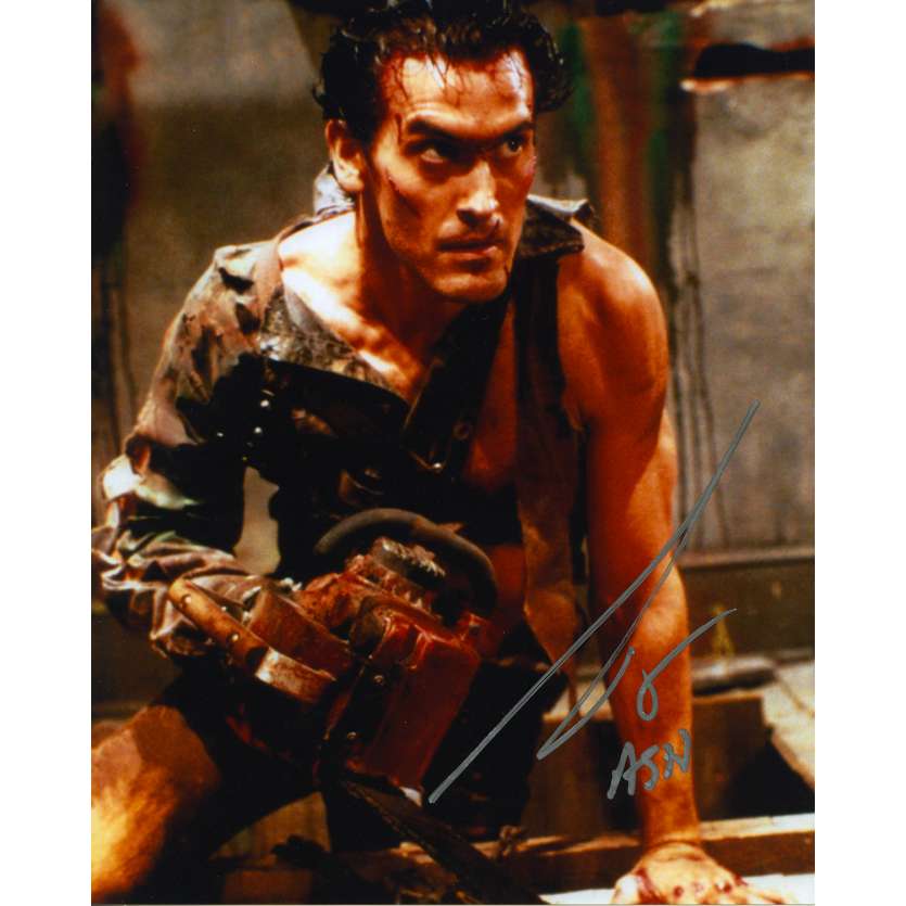 EVIL DEAD 2 Photo signée - 21x30 cm. - 1987 - Bruce Campbell, Sam Raimi