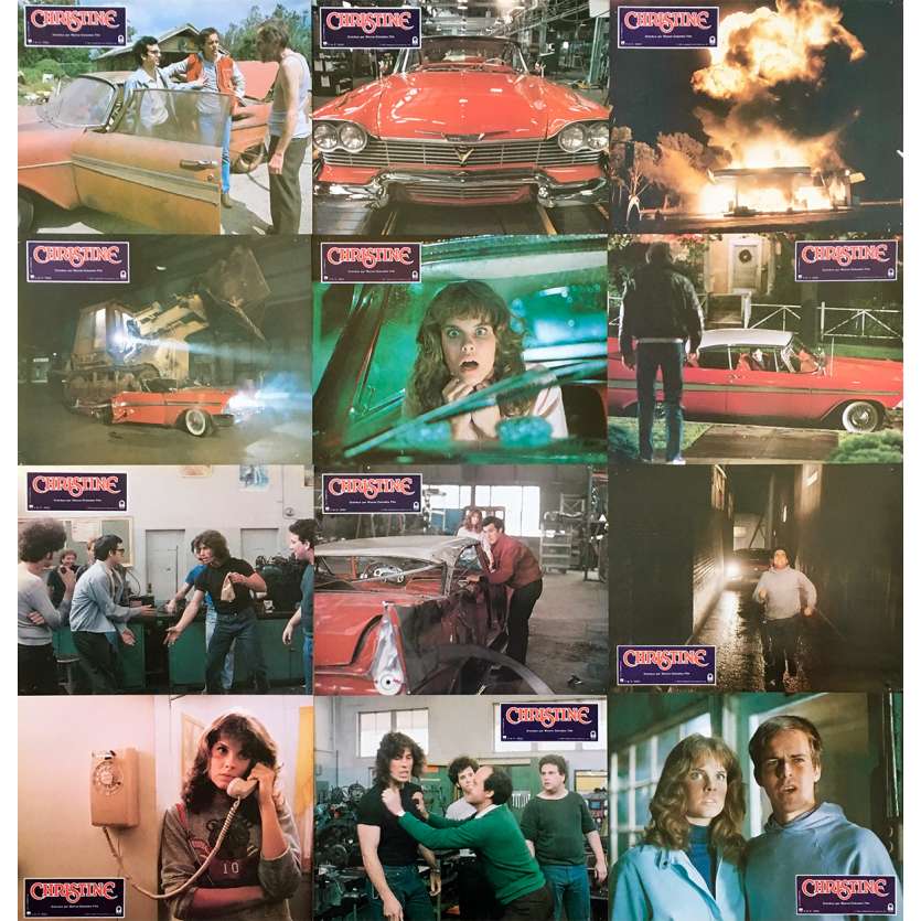 CHRISTINE Original Lobby Cards x12 - 9x12 in. - 1983 - John Carpenter, Keith Gordon