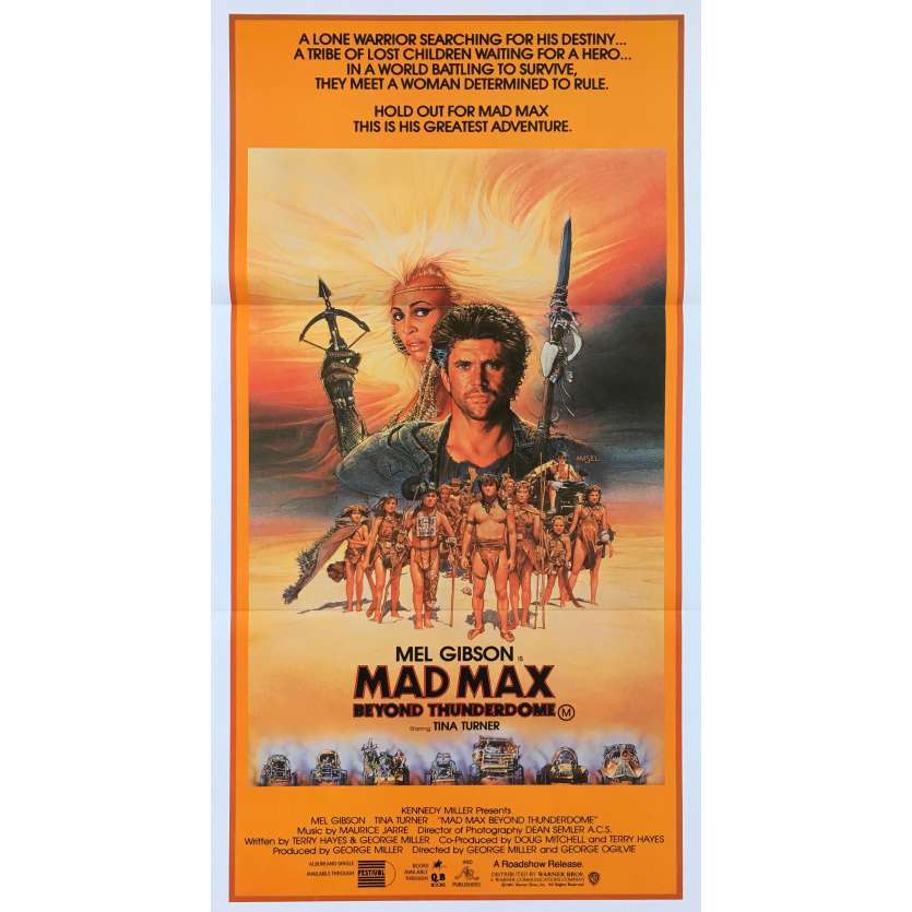 MAD MAX 3 Affiche de film  - 33x78 cm. - 1985 - Mel Gibson, Tina Turner, George Miller