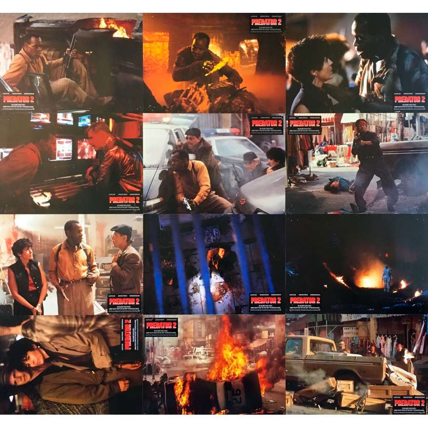 PREDATOR 2 Original Lobby Cards - 9x11,5 in. - 1990 - Stephen Hopkins, Danny Glover