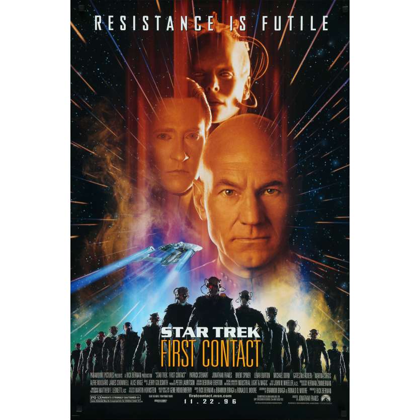 STAR TREK FIRST CONTACT Original Movie Poster - 27x40 in. - 1996 - Jonathan Frakes, Patrick Stewart
