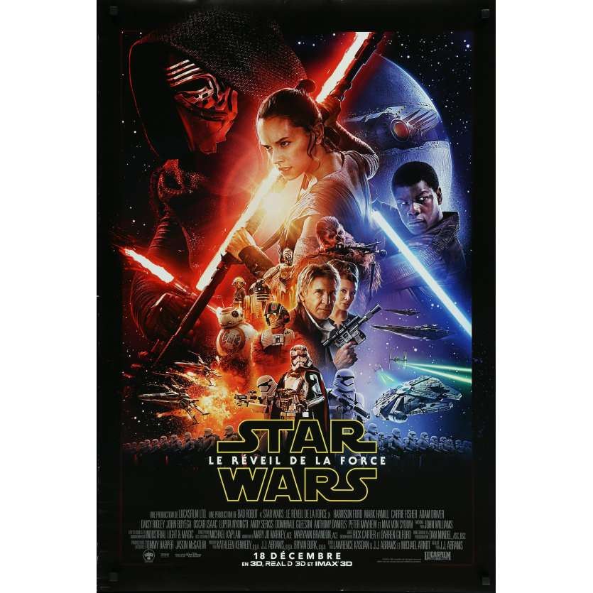 STAR WARS - LE REVEIL DE LA FORCE 7 VII Affiche de film FR - 69x102 cm. - 2015 - Harrison Ford, Carrie Fisher, J. J. Abrams