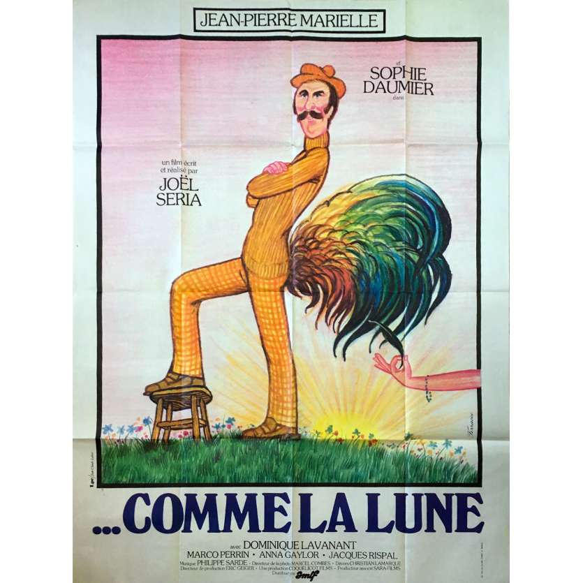 AS THE MOON Original Movie Poster - 47x63 in. - 1977 - Joël Séria, Jean-Pierre Marielle