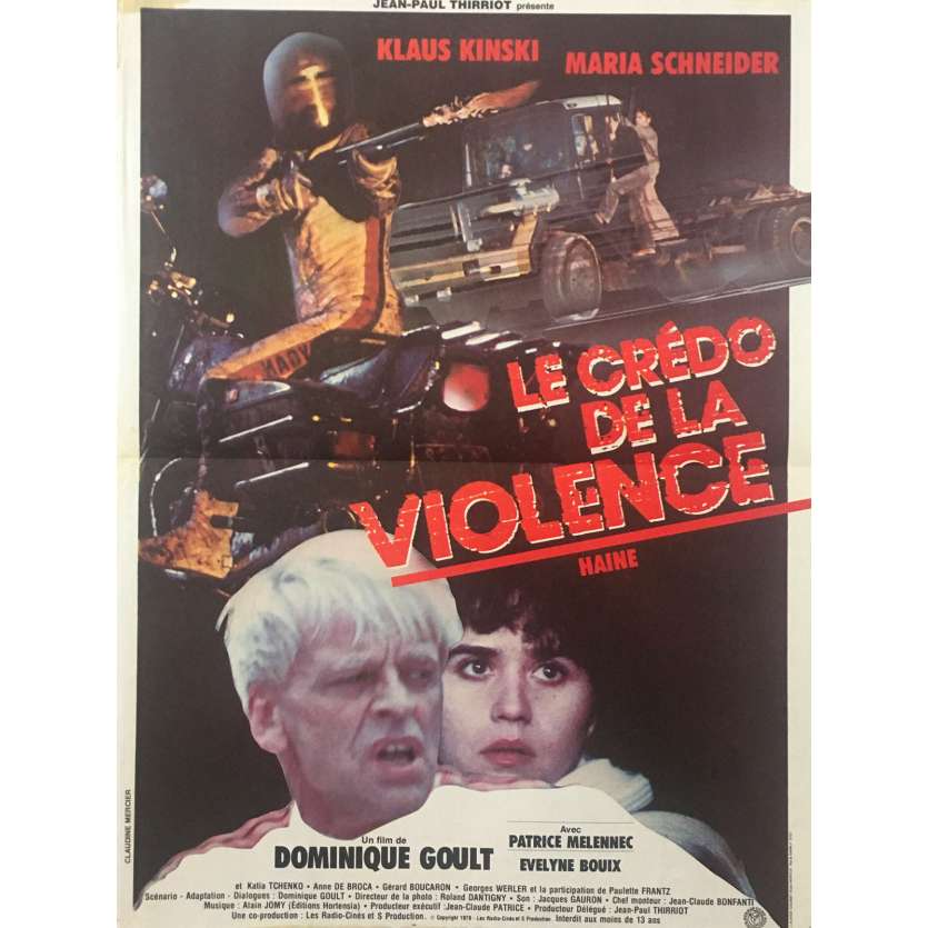 HAINE Affiche de film - 40x60 cm. - 1980 - Klaus Kinski, Dominique Goult