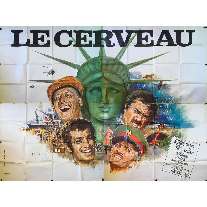THE BRAIN Original Movie Poster - 94x126 in. - 1969 - Gérard Oury, Jean-Paul Belmondo