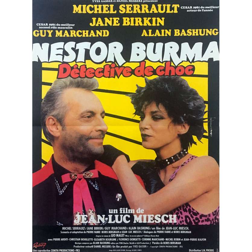 NESTOR BURMA Affiche de film - 40x60 cm. - 1982 - Michel Serrault, Jane Birkin, Jean-Luc Miesch