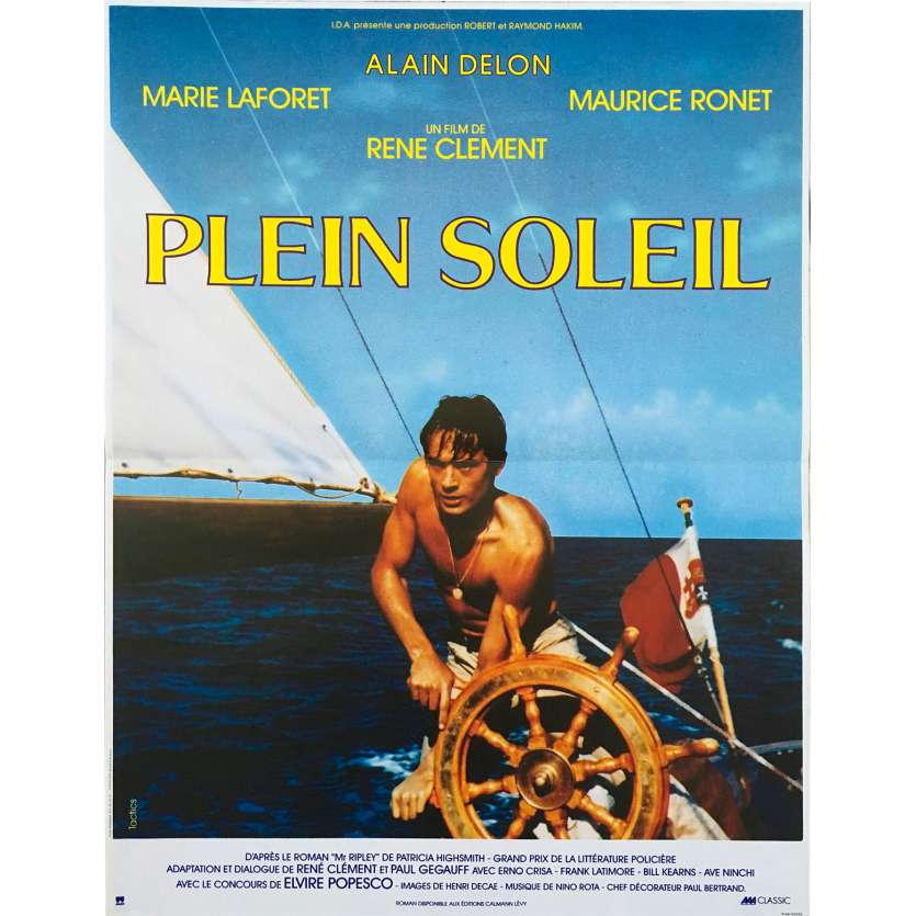 PURPLE NOON Original Movie Poster  - 15x21 in. - 1960 - René Clément, Alain Delon