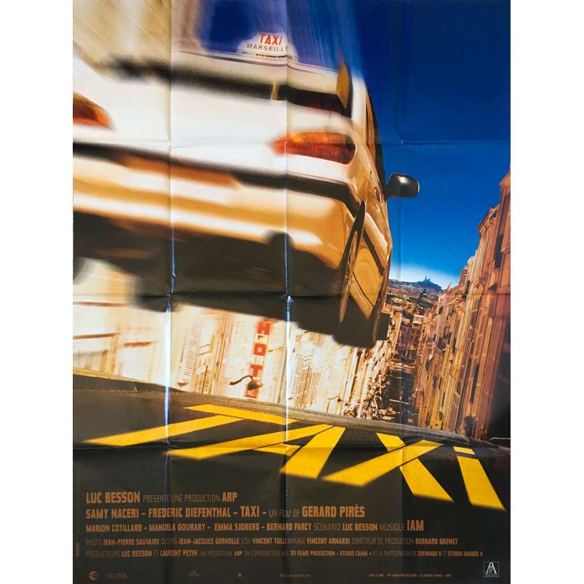 TAXI Original Movie Poster  - 47x63 in. - 1998 - Gérard Pirès, Samy Naceri, Marion Cotillard