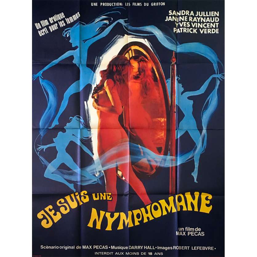 I AM A NYMPHOMANIAC French Movie Poster 47x63- 1971 - Max PÃ©cas, Sandra Julien