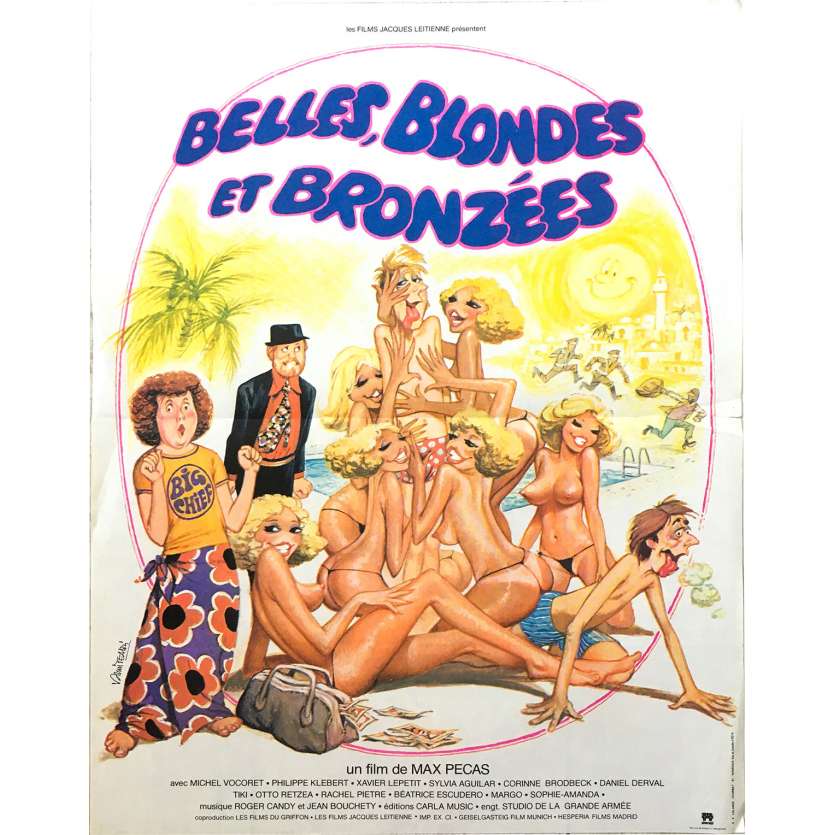 BELLES BLONDES ET BRONZEES Original Movie Poster - 15x21 in. - 1981 - Max Pécas, Philippe Klébert