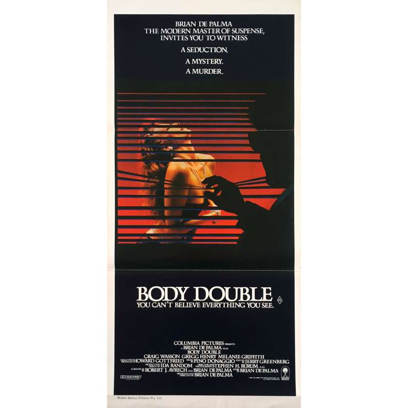 BODY DOUBLE Affiche de film - 33x78 cm. - 1984 - Melanie Griffith, Brian de Palma