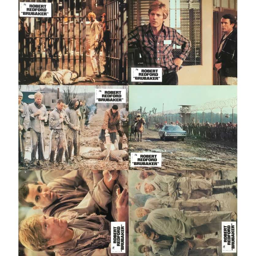 BRUBAKER Original Lobby Cards x6 - 9x12 in. - 1980 - Stuart Rosenberg, Robert Redford