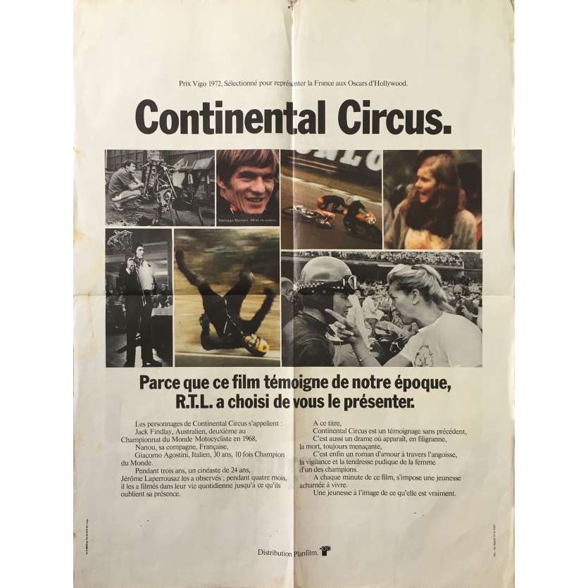 CONTINENTAL CIRCUS Original Movie Poster - 23x32 in. - 1971 - Jérôme Laperrousaz, Jack Findlay