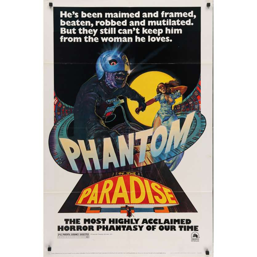 PHANTOM OF THE PARADISE revised 1sh '74 Brian De Palma, he sold his soul for rock & roll!
