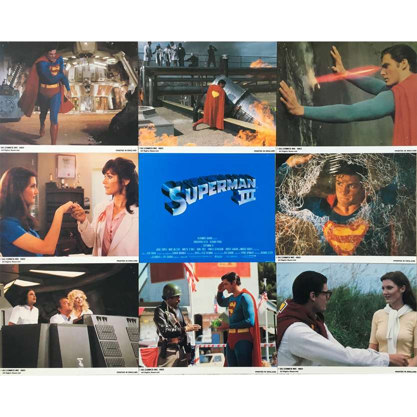 SUPERMAN 3 Original Lobby Cards x9 - 8x10 in. - 1983 - Richard Lester, Christopher Reeves