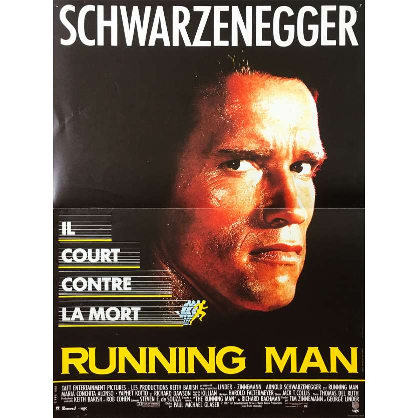 RUNNING MAN Affiche de film  - 40x60 cm. - 1987 - Arnold Schwarzenegger, Paul Michael Glaser
