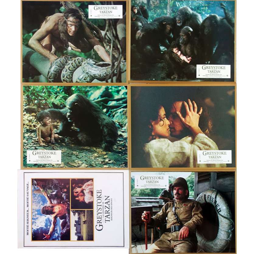 GREYSTOKE Original Lobby Cards x5 w/ Herald - 9x12 in. - 1984 - Hugh Hudson, Christophe Lambert