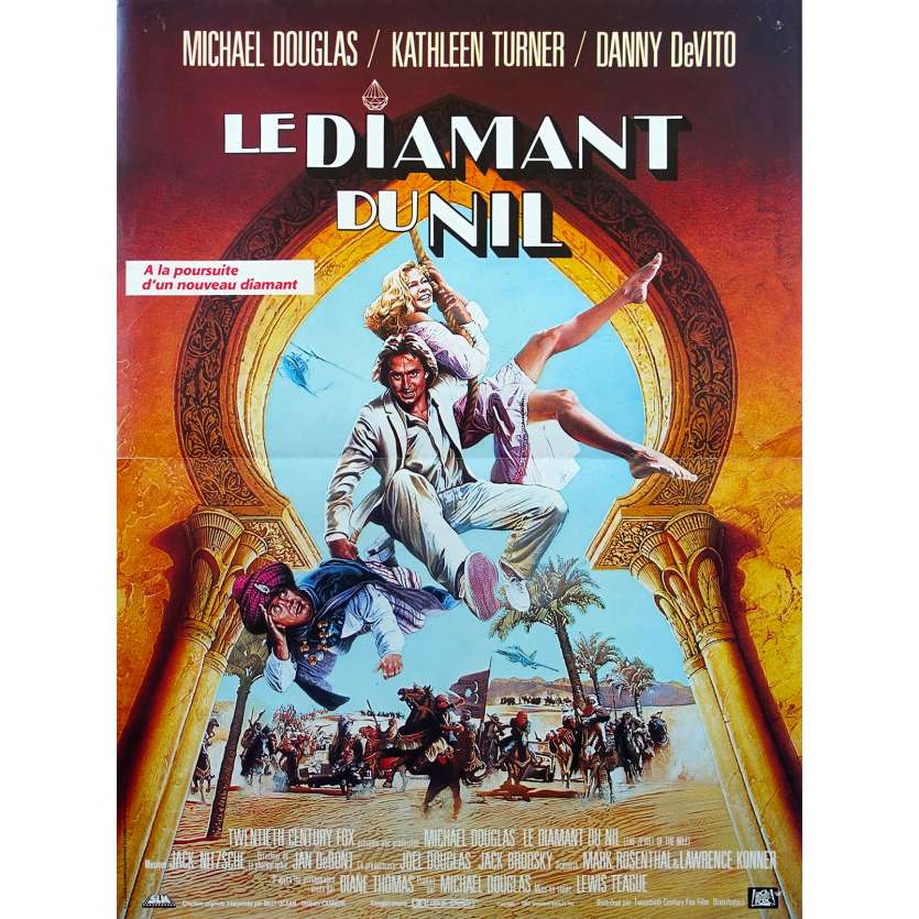 LE DIAMANT DU NIL Affiche de film  - 40x60 cm. - 1985 - Michael Douglas, Kathleen Turner, Lewis Teague