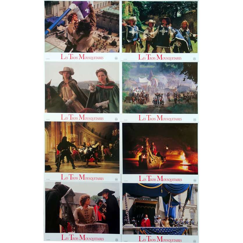 THE THREE MUSQUETEERS Original Lobby Cards x8 - 9x12 in. - 1993 - Stephen Herek, Charlie Sheen
