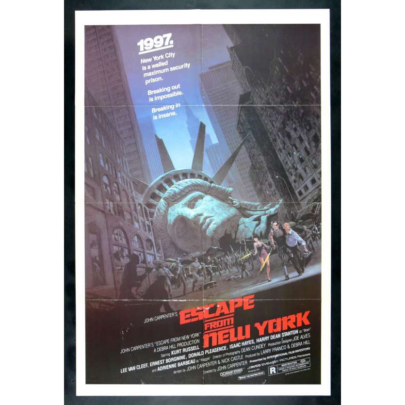 NEW YORK 1997 John Carpenter Affiche Originale Américaine '81 Kurt Russel