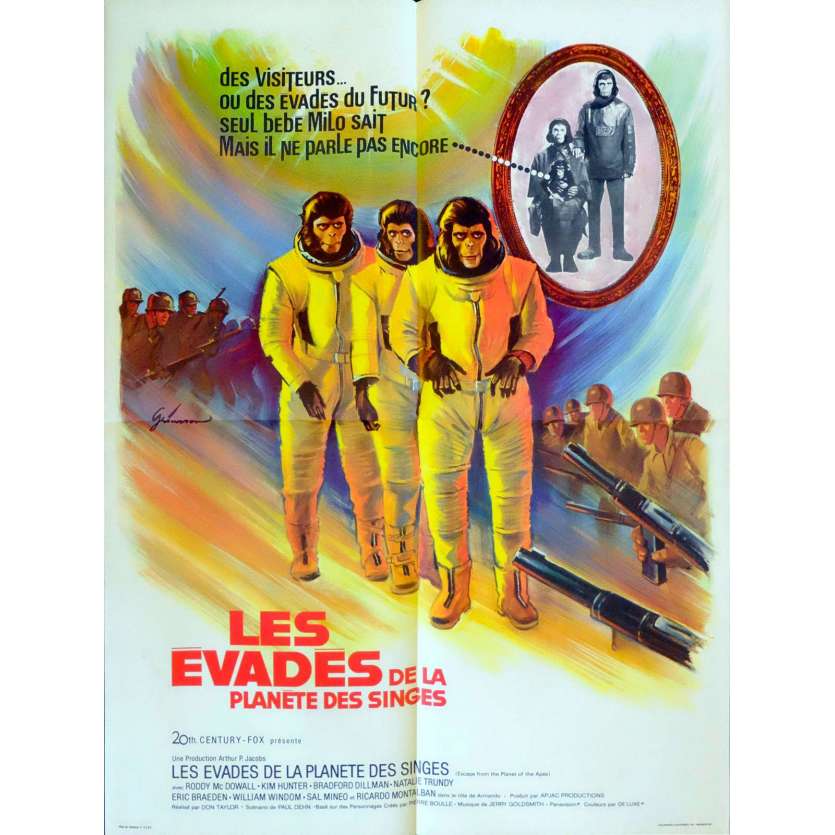 LES EVADES DE LA PLANETE DES SINGES Affiche de film 60x80 - 1971 - Roddy McDowall, Don Taylor