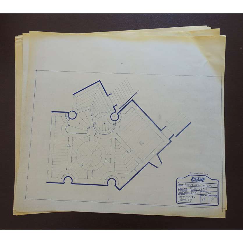 DUNE Original Blueprints Lot - Caladan Interiors - 1982 - David Lynch, Kyle McLachlan