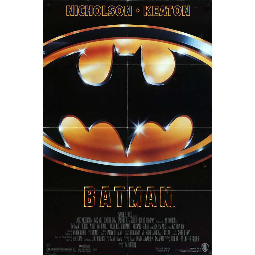 BATMAN Affiche de film - 69x102 cm. - 1989 - Jack Nicholson, Tim Burton