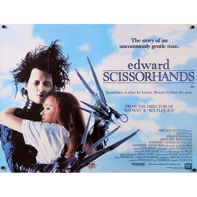 EDWARD SCISSORHANDS Movie Poster - 30x40 in. - 1992 - Tim Burton, Johnny Depp