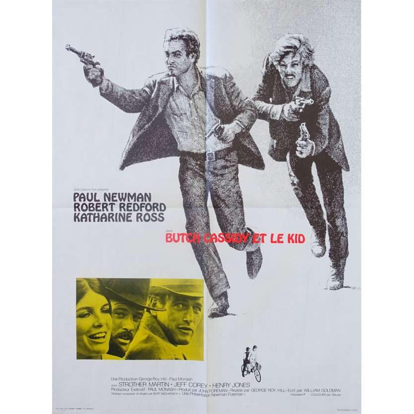 BUTCH CASSIDY AND THE SUNDANCE KID Original Movie Poster - 23x32 in. - 1969 - George Roy Hill, Paul Newman, Robert Redford