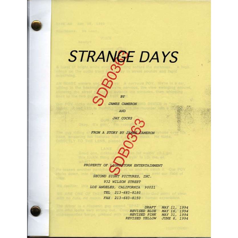 STRANGE DAYS Original Movie Script by James Cameron '94