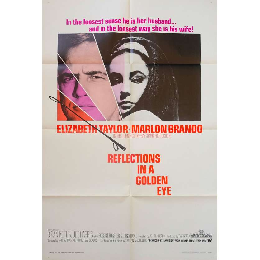 REFLECTIONS IN A GOLDEN EYE Original Movie Poster  - 27x40 in. - 1967 - John Huston, Maron Brando