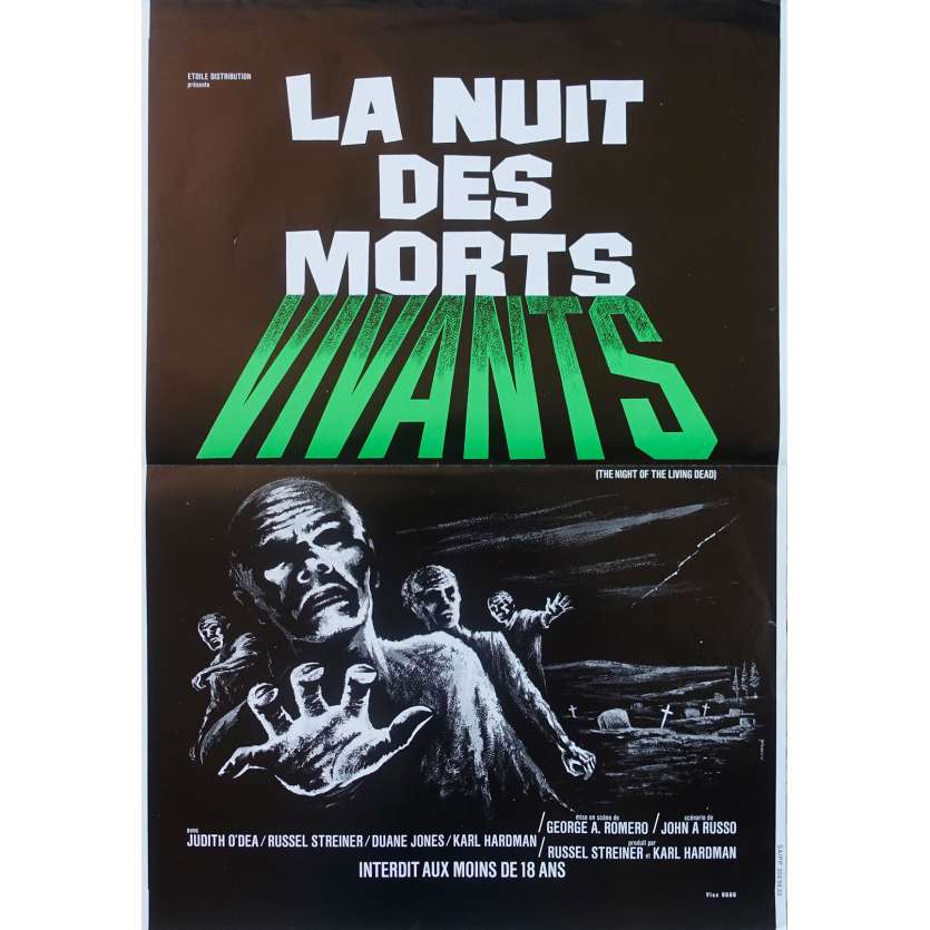 NIGHT OF THE LIVING DEAD Original Movie Poster  - 15x21 in. - 1968 - George A. Romero, Duane Jones