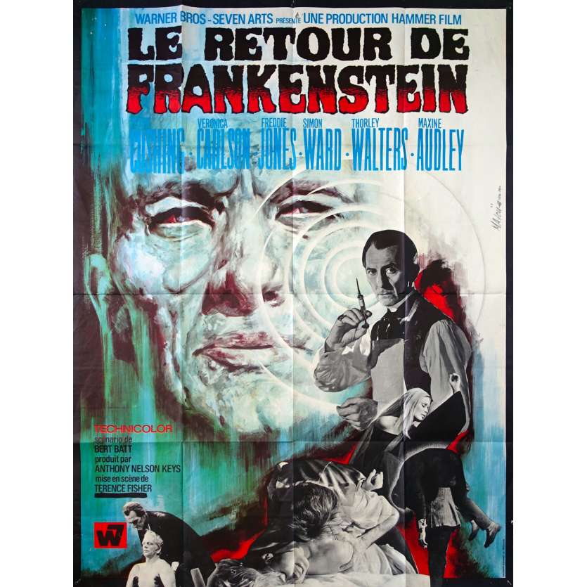 LE RETOUR DE FRANKENSTEIN Affiche de film - 120x160 cm. - 1969 - Peter Cushing, Terence Fisher