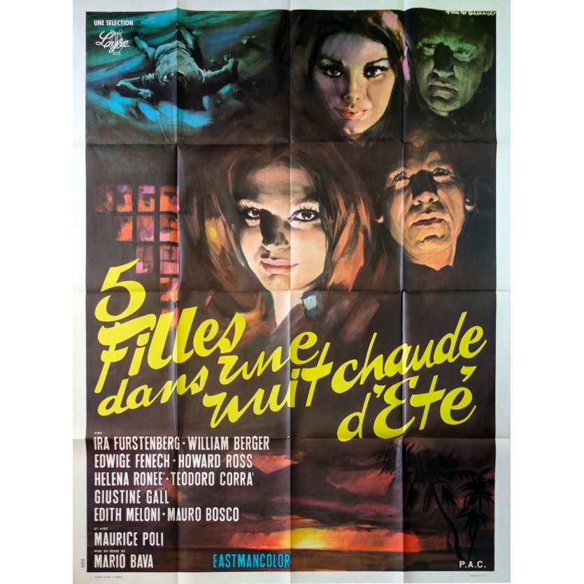 FIVE DOLLS FOR AN AUGUST MOON Original Movie Poster - 47x63 in. - 1970 - Mario Bava, Edwige Fenech