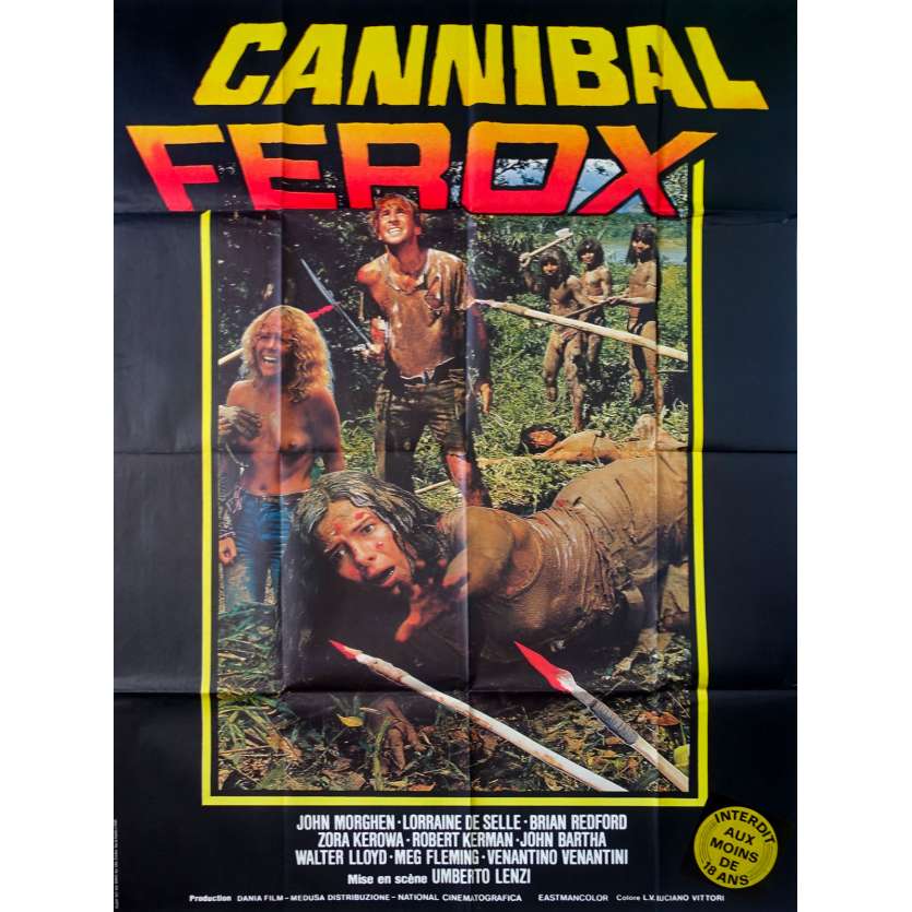 CANNIBAL FEROX Affiche de film  - 120x160 cm. - 1981 - Giovanni Lombardo Radice, Umberto Lenzi