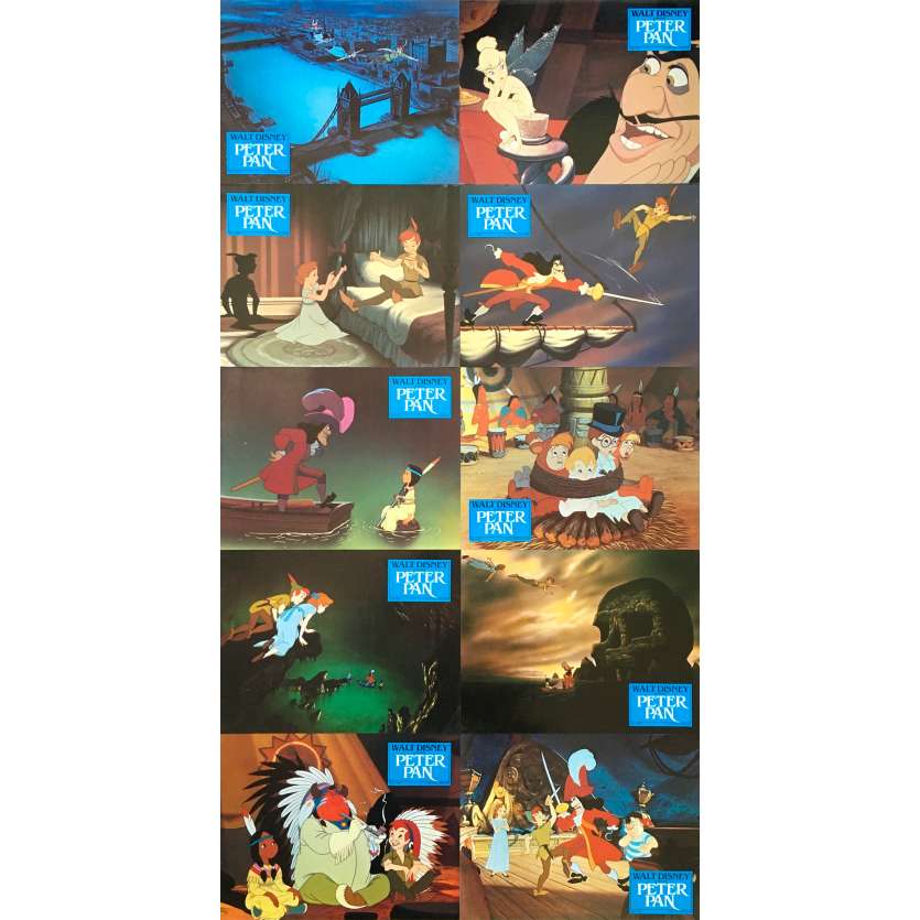 PETER PAN Original Lobby Cards x10 - 9x12 in. - R1990 - Walt Disney, Bobby Driscoll