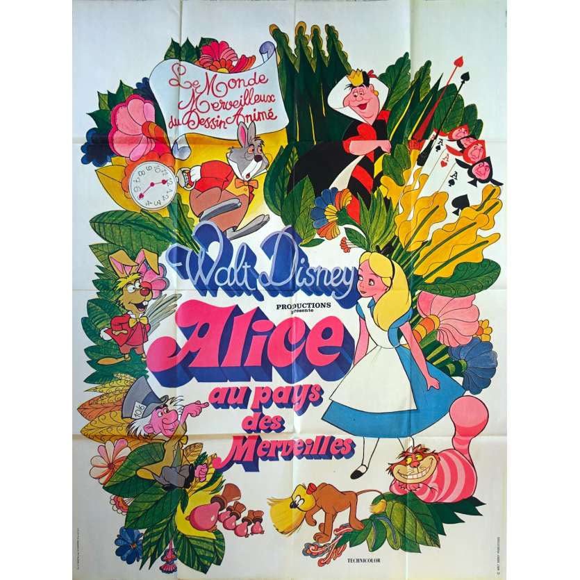 ALICE IN WONDERLAND Original Movie Poster  - 47x63 in. - R1970 - Walt Disney, Ed Wynn