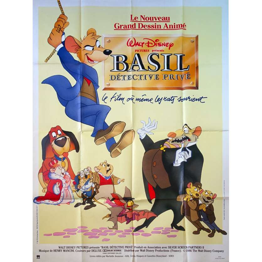 THE GREAT MOUSE DETECTIVE Original Movie Poster  - 47x63 in. - 1986 - Walt Disney, Vincent Price