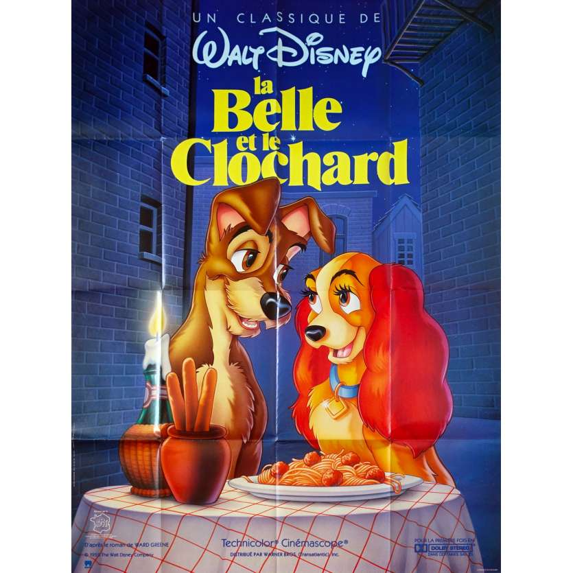 BELLE ET LE CLOCHARD Affiche de film - 120x160 cm. - R1990 - Peggy Lee, Walt Disney