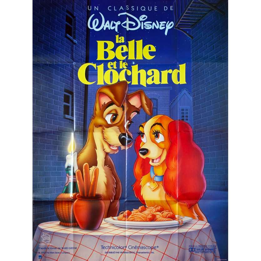 BELLE ET LE CLOCHARD Affiche de film  - 120x160 cm. - R1990 - Peggy Lee, Walt Disney