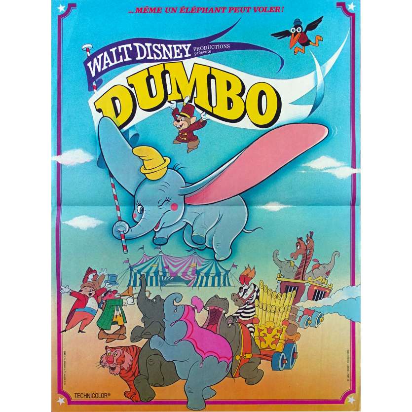 DUMBO Original Movie Poster - 15x21 in. - R1960 - Walt Disney, Sterling Holloway